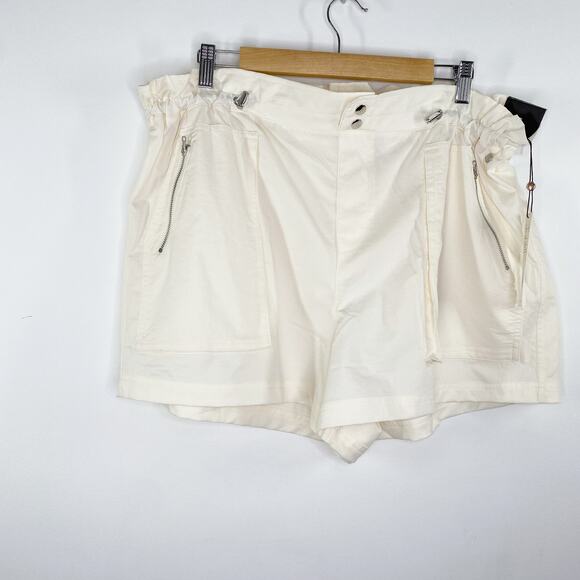 CALIA Unbleached Cream Woven Paperbag Shorts High-Rise Womens Size XL - Picture 2 of 9